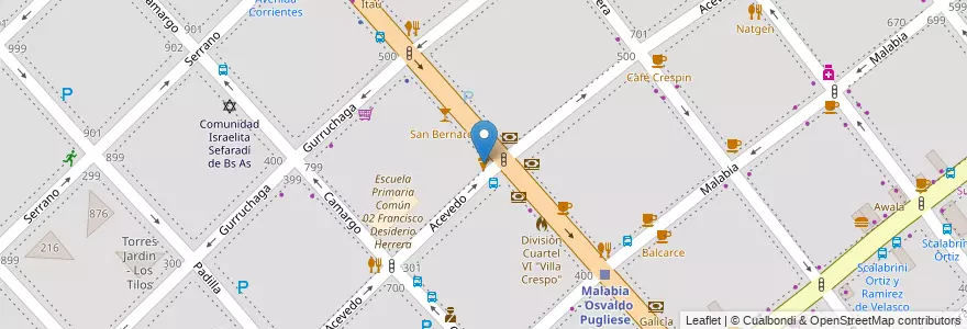 Mapa de ubicacion de Las Malvinas, Villa Crespo en Аргентина, Буэнос-Айрес, Буэнос-Айрес, Comuna 15.