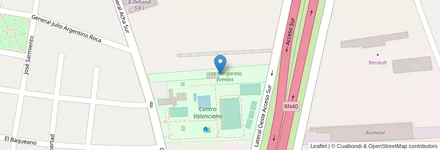 Mapa de ubicacion de Las Margaritas Eventos en 阿根廷, San Juan, 智利, Rawson.