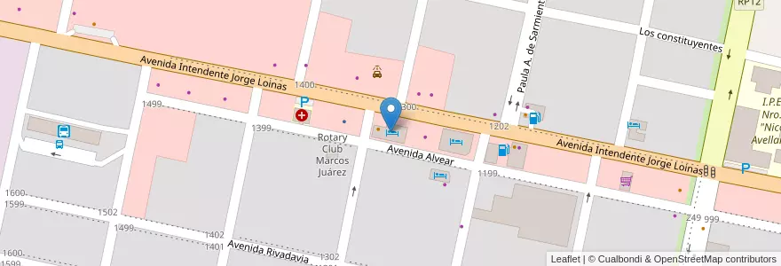 Mapa de ubicacion de Las Marías Hotel en Argentine, Córdoba, Departamento Marcos Juárez, Pedanía Espinillos, Municipio De Marcos Juárez.