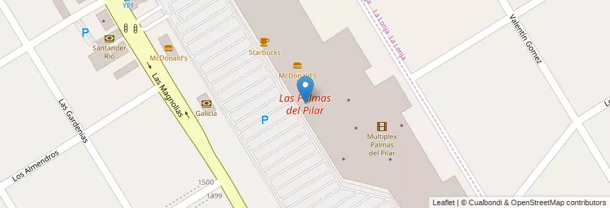 Mapa de ubicacion de Las Palmas del Pilar en Arjantin, Buenos Aires, Partido Del Pilar.