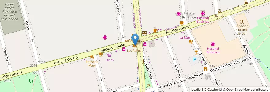 Mapa de ubicacion de Las Palmas, Parque Patricios en Arjantin, Ciudad Autónoma De Buenos Aires, Comuna 4, Buenos Aires.
