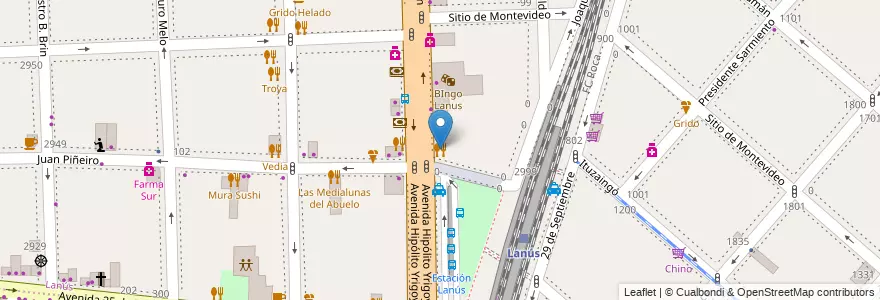 Mapa de ubicacion de Las Palmas en Argentina, Buenos Aires, Partido De Lanús, Lanús Oeste.