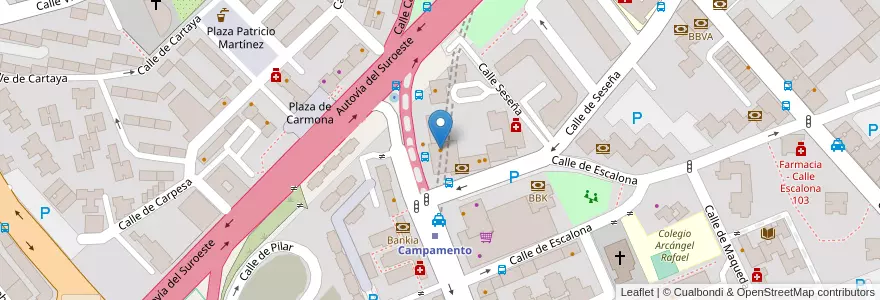 Mapa de ubicacion de Las Pecas: Tex-Mex pizza en Sepanyol, Comunidad De Madrid, Comunidad De Madrid, Área Metropolitana De Madrid Y Corredor Del Henares, Madrid.