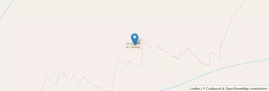 Mapa de ubicacion de Las Piedras de Conway en Arjantin, Şili, Mendoza, Departamento Las Heras, Distrito Las Cuevas.