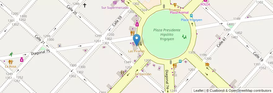Mapa de ubicacion de Las Pirañas, Casco Urbano en 阿根廷, 布宜诺斯艾利斯省, Partido De La Plata, La Plata.