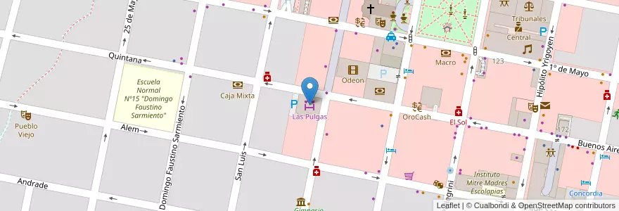 Mapa de ubicacion de Las Pulgas en 阿根廷, 恩特雷里奥斯省, Departamento Concordia, Distrito Suburbios, Concordia, Concordia.