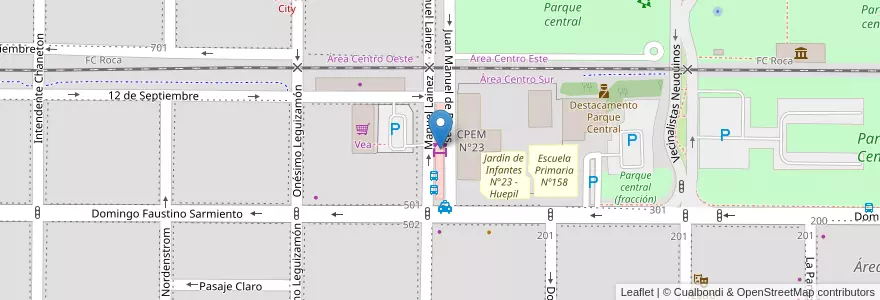 Mapa de ubicacion de Las Pulgas en آرژانتین, شیلی, استان نئوکن, Departamento Confluencia, Municipio De Neuquén, Neuquén.