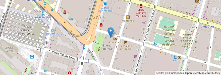 Mapa de ubicacion de Las Torres en İspanya, Bask Bölgesi, Bizkaia, Bilboaldea, Bilbao.