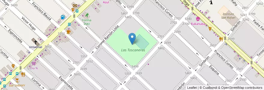 Mapa de ubicacion de Las Toscaneras, Villa Real en アルゼンチン, ブエノスアイレス州, Comuna 10, Partido De Tres De Febrero.