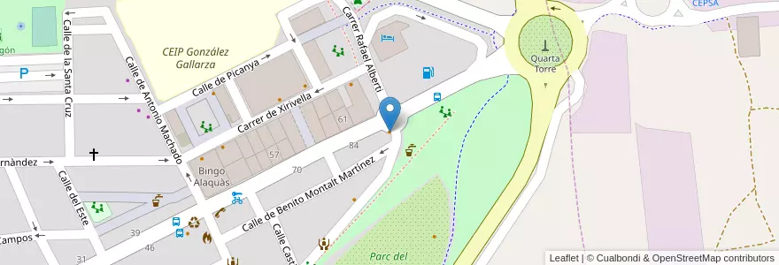 Mapa de ubicacion de Las Tres Torres en Spain, Valencian Community, Valencia, L'Horta Oest.