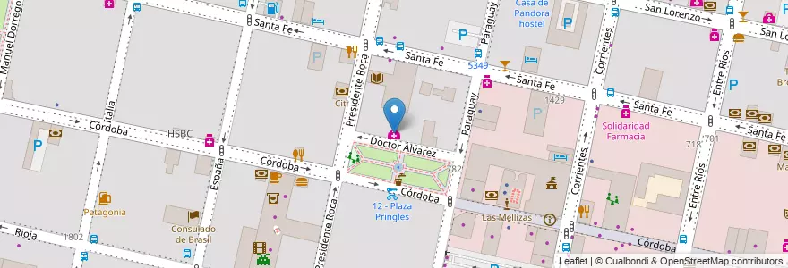 Mapa de ubicacion de Las Vertientes en アルゼンチン, サンタフェ州, Departamento Rosario, Municipio De Rosario, ロサリオ.