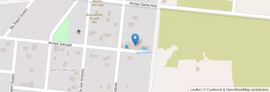 Mapa de ubicacion de Las Violetas en Argentina, Misiones, Departamento Candelaria, Municipio De Candelaria.