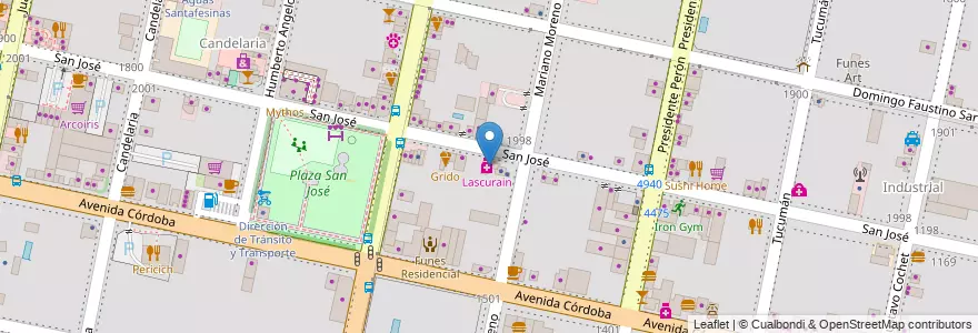 Mapa de ubicacion de Lascurain en 阿根廷, Santa Fe, Departamento Rosario, Municipio De Funes, Funes.
