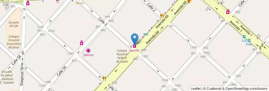 Mapa de ubicacion de Laurito, Casco Urbano en Argentinië, Buenos Aires, Partido De La Plata, La Plata.