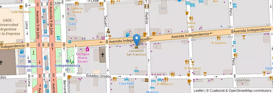 Mapa de ubicacion de Lavaautos San Francisco, Constitucion en Arjantin, Ciudad Autónoma De Buenos Aires, Comuna 1, Buenos Aires.