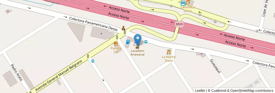 Mapa de ubicacion de Lavadero Artesanal en الأرجنتين, بوينس آيرس, Partido De Tigre, Don Torcuato.
