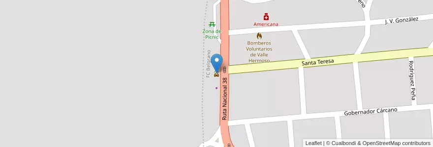 Mapa de ubicacion de Lavadero de autos en 阿根廷, Córdoba, Departamento Punilla, Pedanía San Antonio, Municipio De Valle Hermoso.
