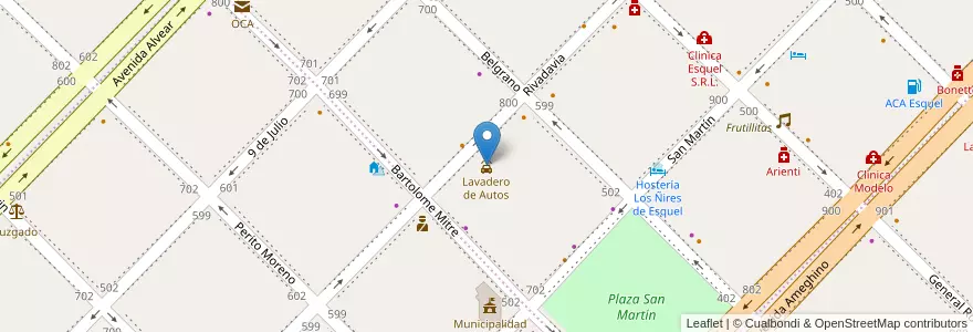 Mapa de ubicacion de Lavadero de Autos en Argentina, Cile, Chubut, Departamento Futaleufú, Esquel.