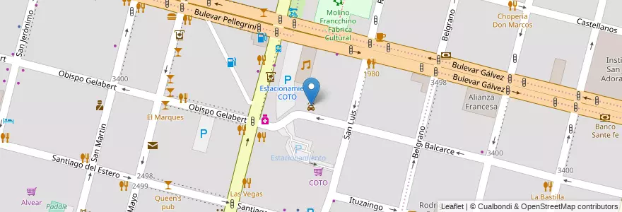Mapa de ubicacion de Lavadero de Autos en Argentinië, Santa Fe, Departamento La Capital, Santa Fe Capital, Santa Fe.