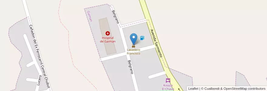 Mapa de ubicacion de Lavadero Francisco en Argentina, Chubut, Departamento Gaiman, Gaiman, Gaiman.