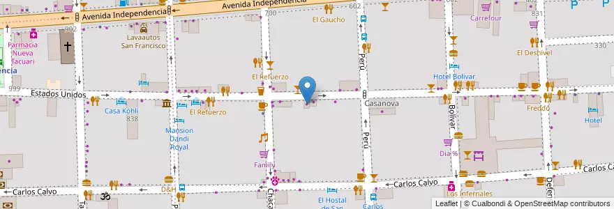 Mapa de ubicacion de Lavadero, San Telmo en آرژانتین, Ciudad Autónoma De Buenos Aires, Comuna 1, Buenos Aires.