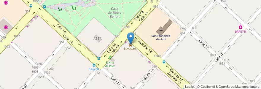 Mapa de ubicacion de Lavapark, Casco Urbano en 阿根廷, 布宜诺斯艾利斯省, Partido De La Plata, La Plata.