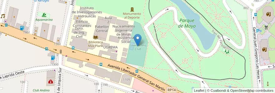 Mapa de ubicacion de Lawn Tennis Club en Argentina, San Juan, Cile, Capital.