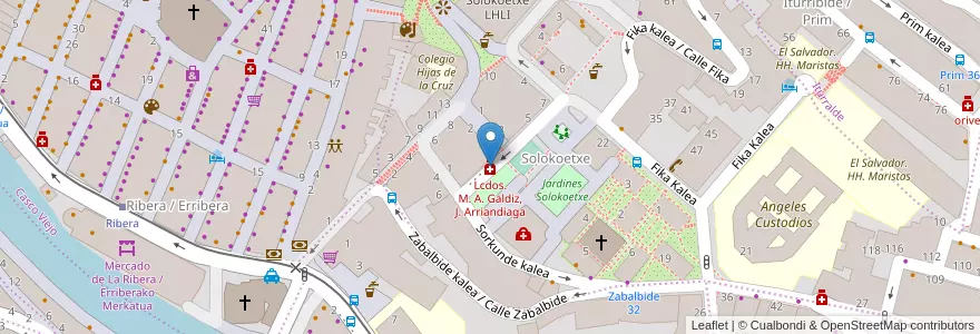 Mapa de ubicacion de Lcdos. M. A. Galdiz, J. Arriandiaga en España, Euskadi, Bizkaia, Bilboaldea, Bilbao.