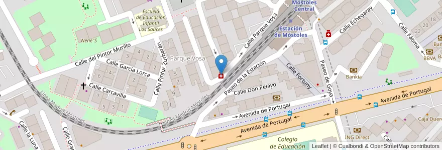 Mapa de ubicacion de Lda. Arancha Galán en Испания, Мадрид, Мадрид, Área Metropolitana De Madrid Y Corredor Del Henares, Móstoles.