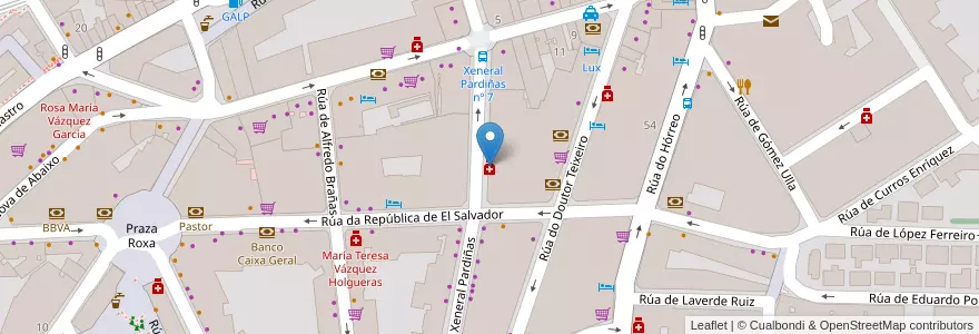 Mapa de ubicacion de Lda. Elena Sobrino García en España, Galicia / Galiza, A Coruña, Santiago, Santiago De Compostela.