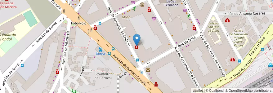Mapa de ubicacion de Lda. Mª Clara Costa Vales en Spanien, Galicien, A Coruña, Santiago, Santiago De Compostela.