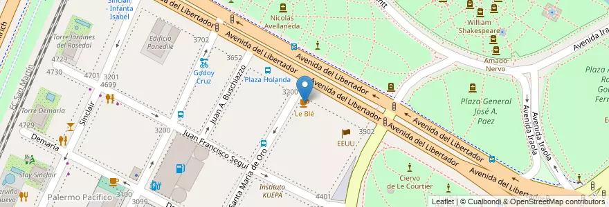 Mapa de ubicacion de Le Blé, Palermo en الأرجنتين, Ciudad Autónoma De Buenos Aires, Buenos Aires, Comuna 14.