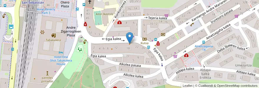 Mapa de ubicacion de Le Bukowski en İspanya, Bask Bölgesi, Gipuzkoa, Donostialdea, Donostia/San Sebastián.