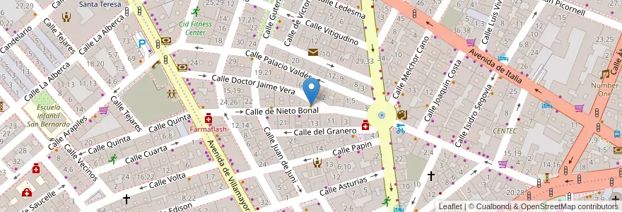 Mapa de ubicacion de Le Garage en اسپانیا, Castilla Y León, سالامانکا, Campo De Salamanca, سالامانکا.
