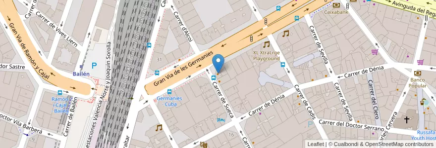 Mapa de ubicacion de Le Grand Café en 西班牙, Comunitat Valenciana, 華倫西亞, Comarca De València, València.