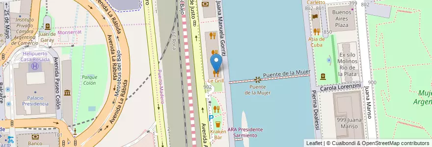Mapa de ubicacion de Le Grill, Puerto Madero en 아르헨티나, Ciudad Autónoma De Buenos Aires, Comuna 1, 부에노스아이레스.