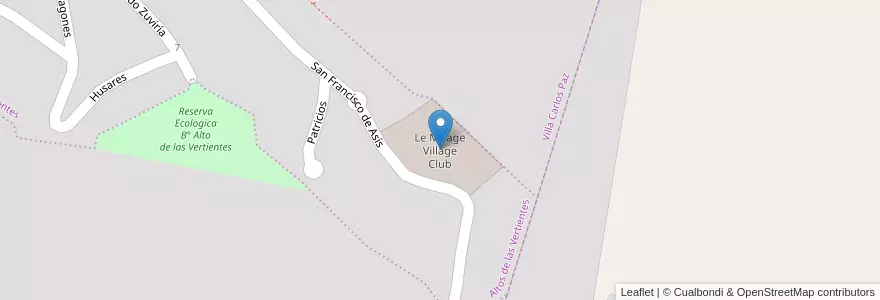 Mapa de ubicacion de Le Mirage Village Club en Argentina, Córdova, Departamento Punilla, Pedanía San Roque, Municipio De Villa Carlos Paz, Villa Carlos Paz.