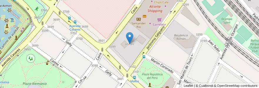 Mapa de ubicacion de Le Parc, Palermo en الأرجنتين, Ciudad Autónoma De Buenos Aires, Buenos Aires, Comuna 14.