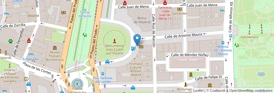 Mapa de ubicacion de LEALTAD, PLAZA, DE LA,2 en إسبانيا, منطقة مدريد, منطقة مدريد, Área Metropolitana De Madrid Y Corredor Del Henares, مدريد.