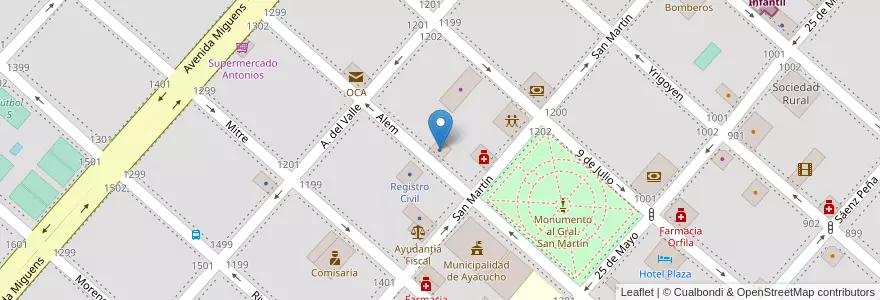 Mapa de ubicacion de Ledesma Seguros en الأرجنتين, بوينس آيرس, Partido De Ayacucho, Ayacucho.