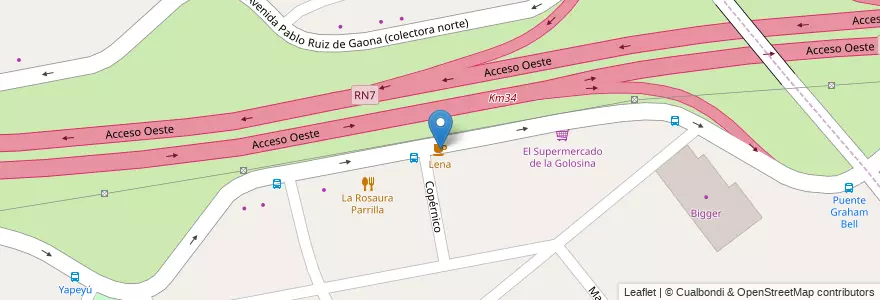 Mapa de ubicacion de Lena en Arjantin, Buenos Aires, Partido De Moreno, Moreno.