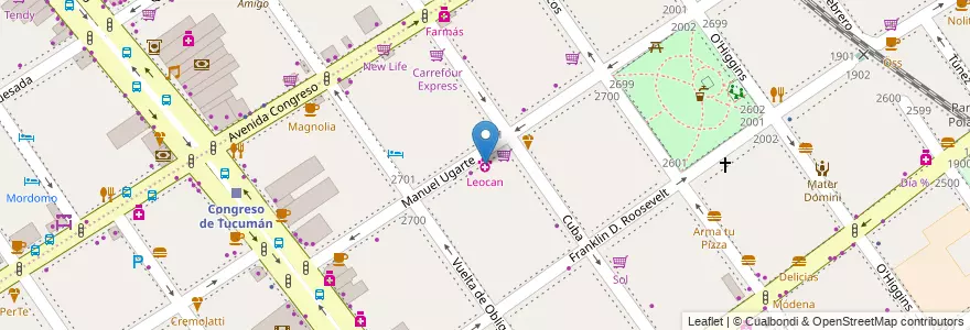 Mapa de ubicacion de Leocan, Belgrano en آرژانتین, Ciudad Autónoma De Buenos Aires, Buenos Aires, Comuna 13.