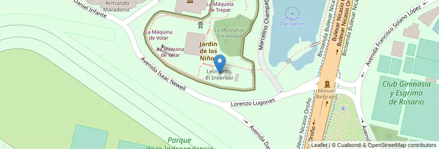 Mapa de ubicacion de Leonardo, El Inventor en 아르헨티나, Santa Fe, Departamento Rosario, Municipio De Rosario, 로사리오.