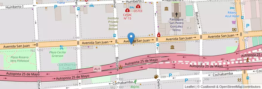 Mapa de ubicacion de Leonés, San Telmo en アルゼンチン, Ciudad Autónoma De Buenos Aires, Comuna 1, ブエノスアイレス.