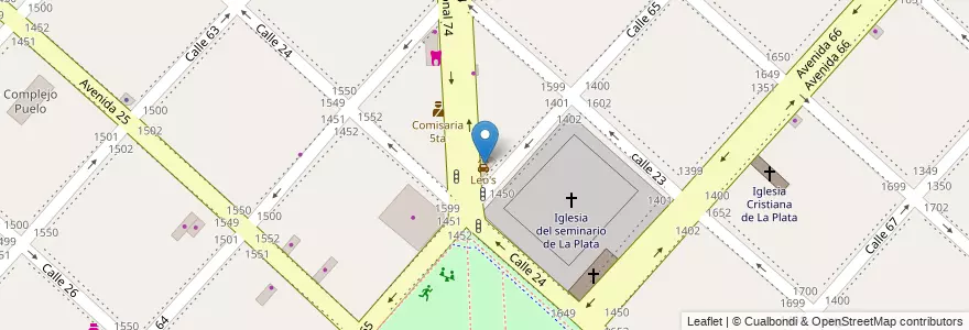 Mapa de ubicacion de Leo's, Casco Urbano en 아르헨티나, 부에노스아이레스주, Partido De La Plata, La Plata.