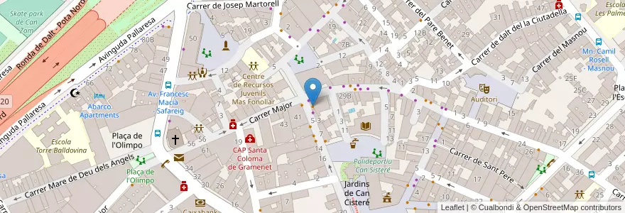 Mapa de ubicacion de Les Tannines en Испания, Каталония, Барселона, Барселонес, Santa Coloma De Gramenet.