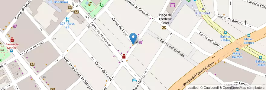 Mapa de ubicacion de Les truites en スペイン, カタルーニャ州, Barcelona, バルサルネス, Barcelona.