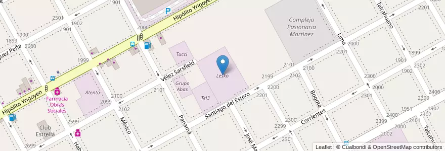 Mapa de ubicacion de Lesko en Arjantin, Buenos Aires, Partido De San Isidro, Martínez.