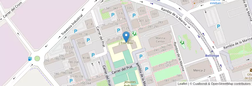 Mapa de ubicacion de L'Estel Blau en Spagna, Catalunya, Barcelona, Barcelonès, L'Hospitalet De Llobregat.