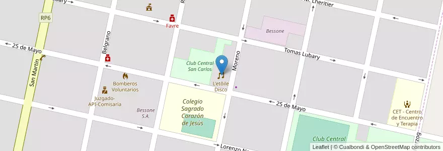 Mapa de ubicacion de L'etôile Disco en Arjantin, Santa Fe, Departamento Las Colonias, San Carlos Centro, San Carlos Centro.